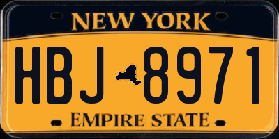 NY license plate HBJ8971