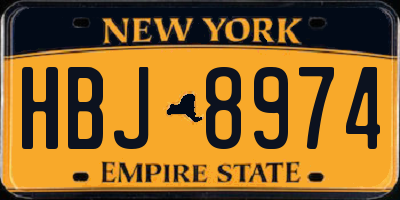 NY license plate HBJ8974