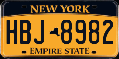 NY license plate HBJ8982