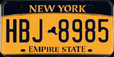 NY license plate HBJ8985