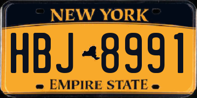 NY license plate HBJ8991