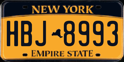 NY license plate HBJ8993