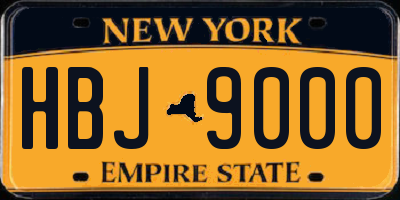 NY license plate HBJ9000