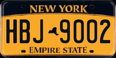 NY license plate HBJ9002