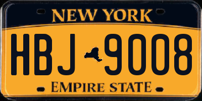 NY license plate HBJ9008