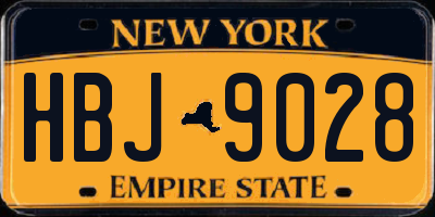 NY license plate HBJ9028