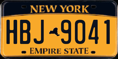 NY license plate HBJ9041