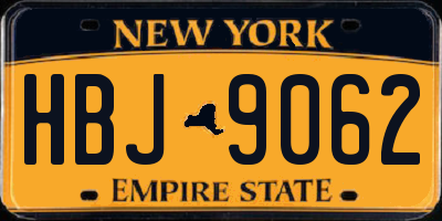 NY license plate HBJ9062