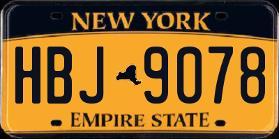 NY license plate HBJ9078