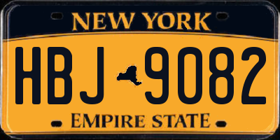 NY license plate HBJ9082