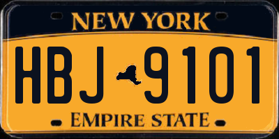 NY license plate HBJ9101