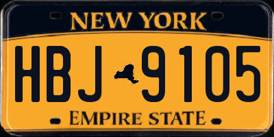 NY license plate HBJ9105