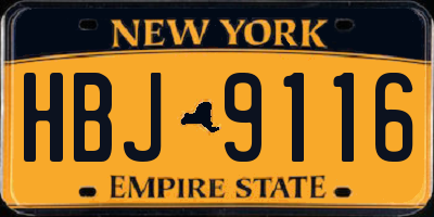 NY license plate HBJ9116