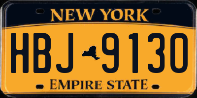 NY license plate HBJ9130