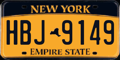 NY license plate HBJ9149
