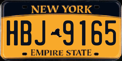 NY license plate HBJ9165