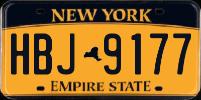 NY license plate HBJ9177