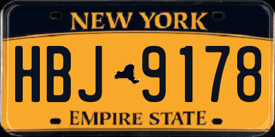 NY license plate HBJ9178