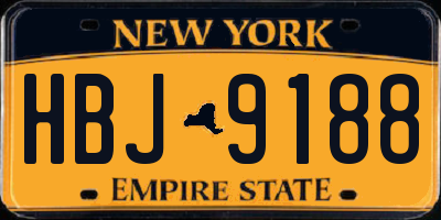 NY license plate HBJ9188