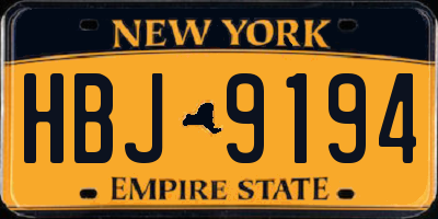 NY license plate HBJ9194