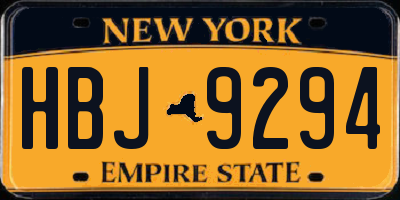 NY license plate HBJ9294
