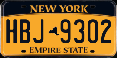 NY license plate HBJ9302