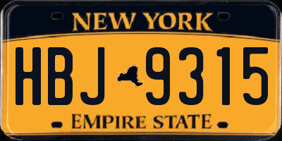 NY license plate HBJ9315
