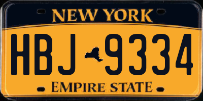 NY license plate HBJ9334