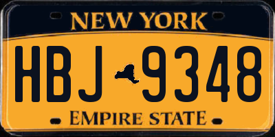 NY license plate HBJ9348