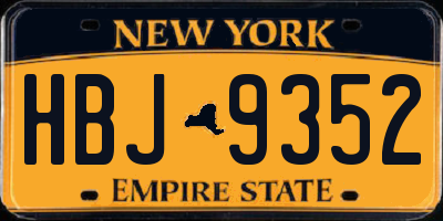 NY license plate HBJ9352