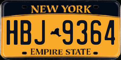 NY license plate HBJ9364