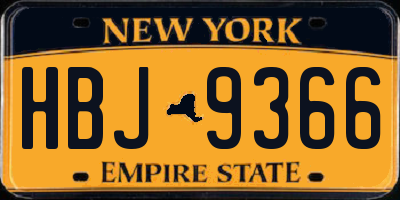 NY license plate HBJ9366
