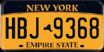NY license plate HBJ9368