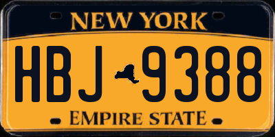 NY license plate HBJ9388