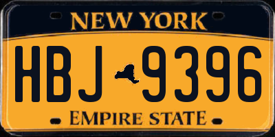 NY license plate HBJ9396