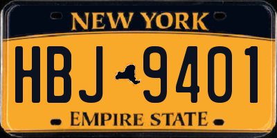 NY license plate HBJ9401