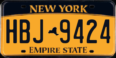 NY license plate HBJ9424