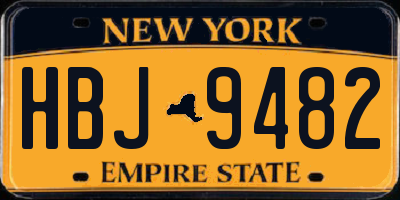 NY license plate HBJ9482