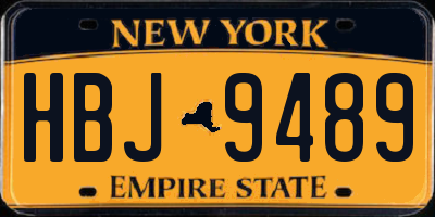 NY license plate HBJ9489