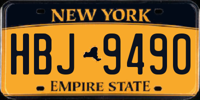 NY license plate HBJ9490