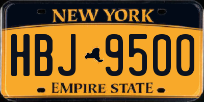 NY license plate HBJ9500