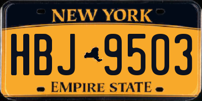 NY license plate HBJ9503