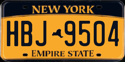 NY license plate HBJ9504