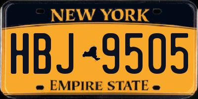 NY license plate HBJ9505