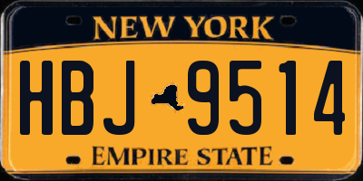 NY license plate HBJ9514