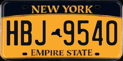 NY license plate HBJ9540