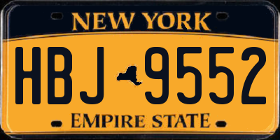 NY license plate HBJ9552