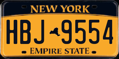 NY license plate HBJ9554