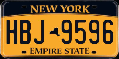 NY license plate HBJ9596