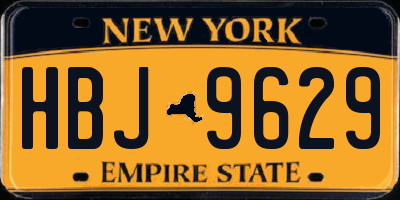 NY license plate HBJ9629